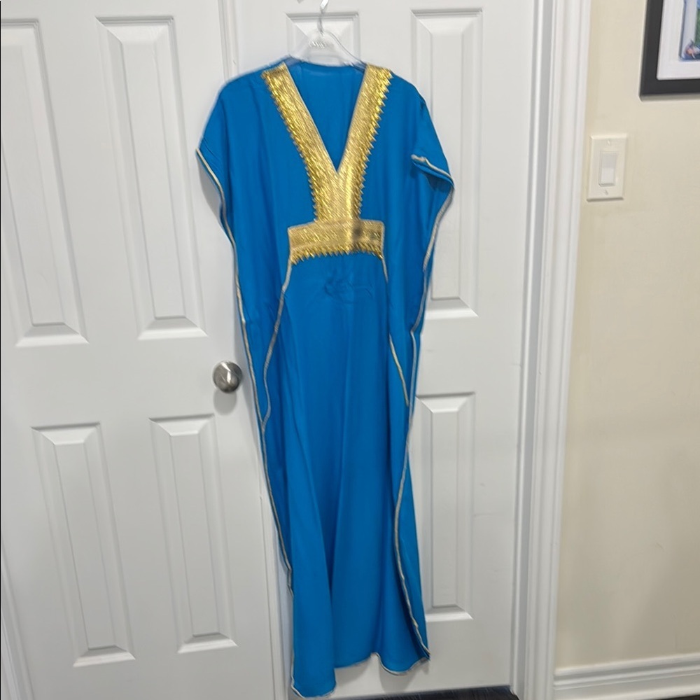 Elegant Blue and Gold Women's Kaftan